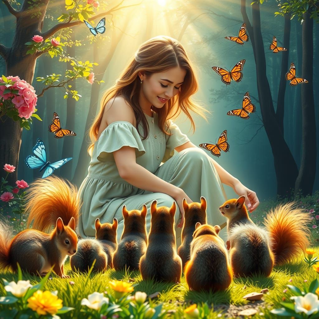 Just a girl and her squirrels 