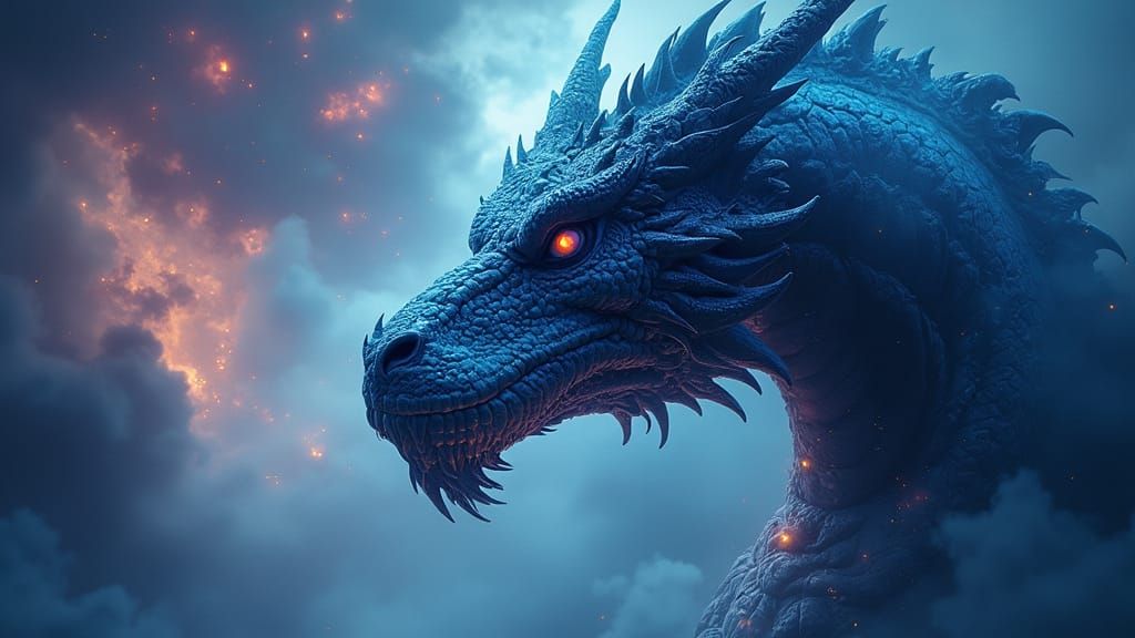 Mythical Creature -- Blue Dragon  by @Textured Color