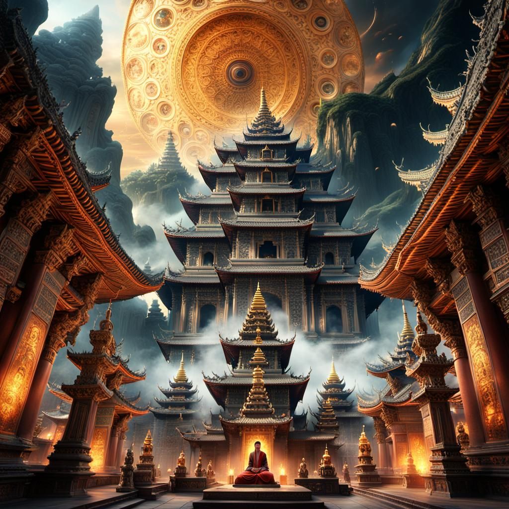 Ethereal Sudi Bodhi in Ornate Buddhist Temple