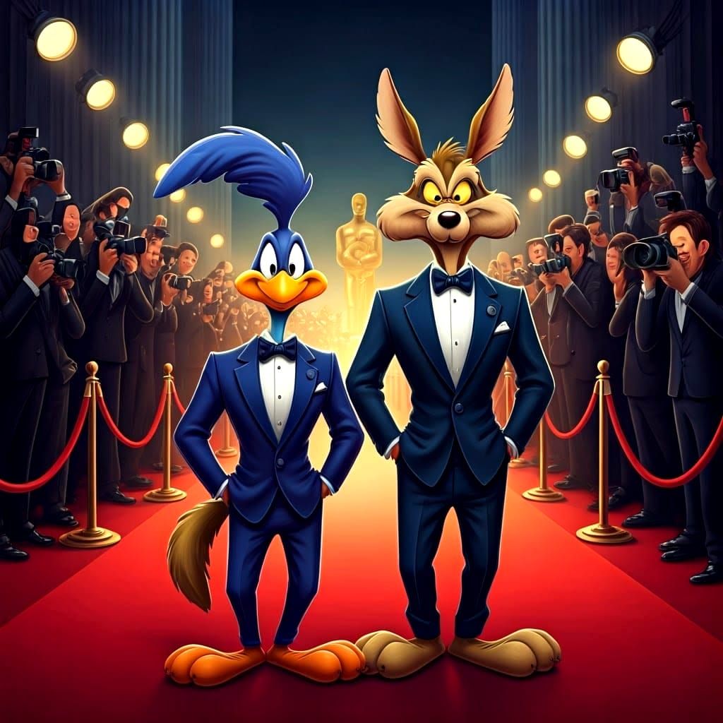 Wile Coyote and the Roadrunner ready to accept their best cartoon award  by @Mark