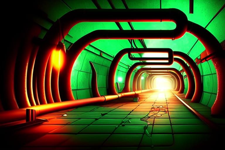 UTILITY TUNNELS PIPES CONDUITS DUCTWORK CABLES 16K RESOLUTION DETAILED