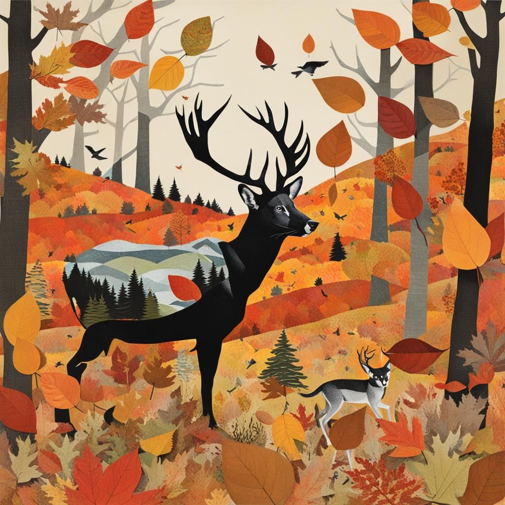 Autumn Hunt Paper Collage