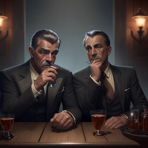 Clark Gable and Humphrey Bogart drinking whiskey - AI Generated Artwork ...