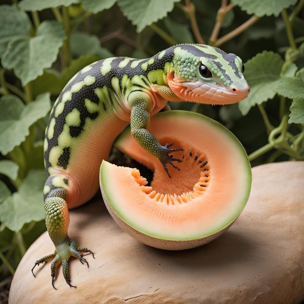 salamander lizard cantaloupe melon