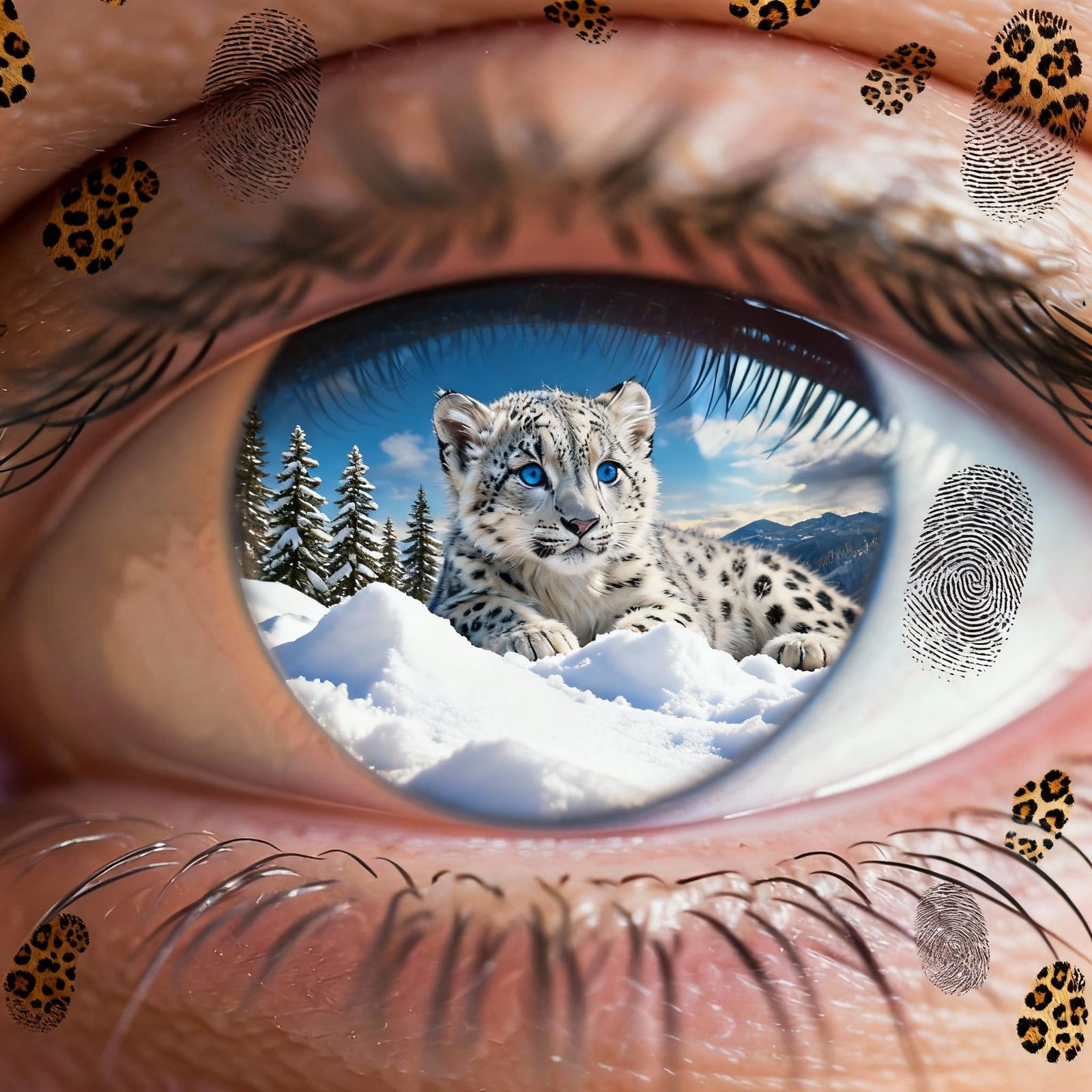 Leopard Tracks in Snowy Eye Landscape