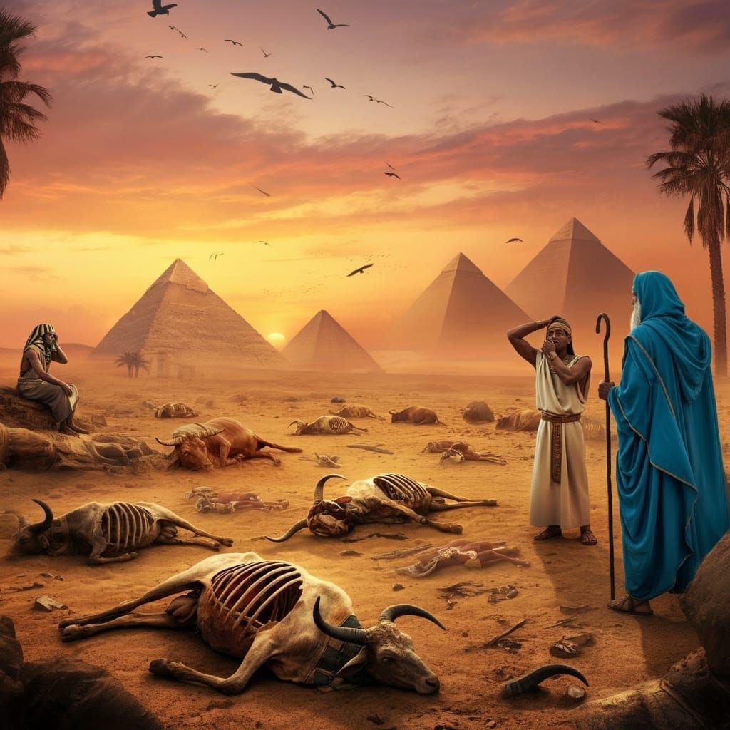 Egyptian Gods' Wrath Unleashed in a Barren Desert Landscape
