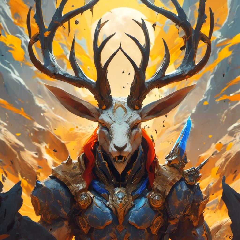 <lora:Badlands:1.0>((Chaotic Crystal War Jackalope))(Moonsto...