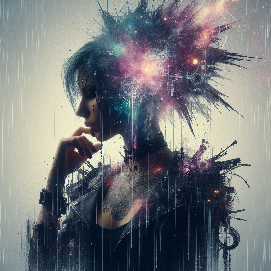 double exposure beautiful fantasy DALL-E 3 portrait landscap...