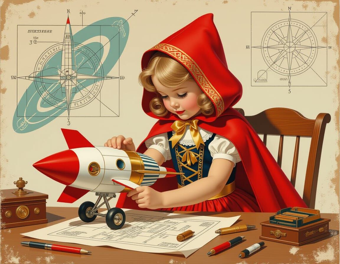 Little Red Riding Hood Building a Rocket  by @PrincessJoySparkles