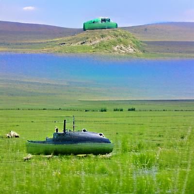 submarine in the steppe