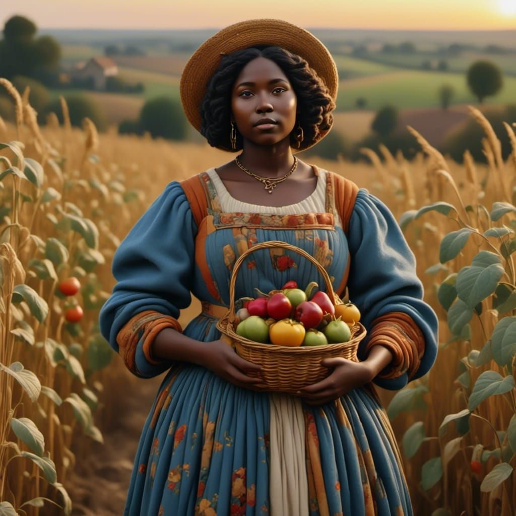 Harvest Queen in Fertile Fields at Sunrise