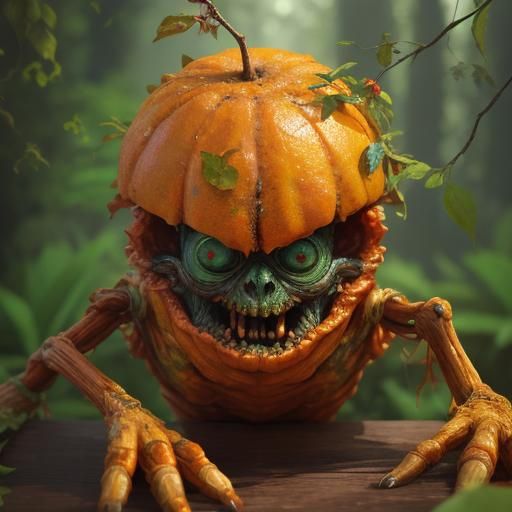 🌳🍊👾 Behold the captivating close-up of a humanoid Rotten ...