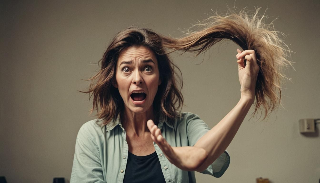 Woman shocked as she see hair fall combing her hairs