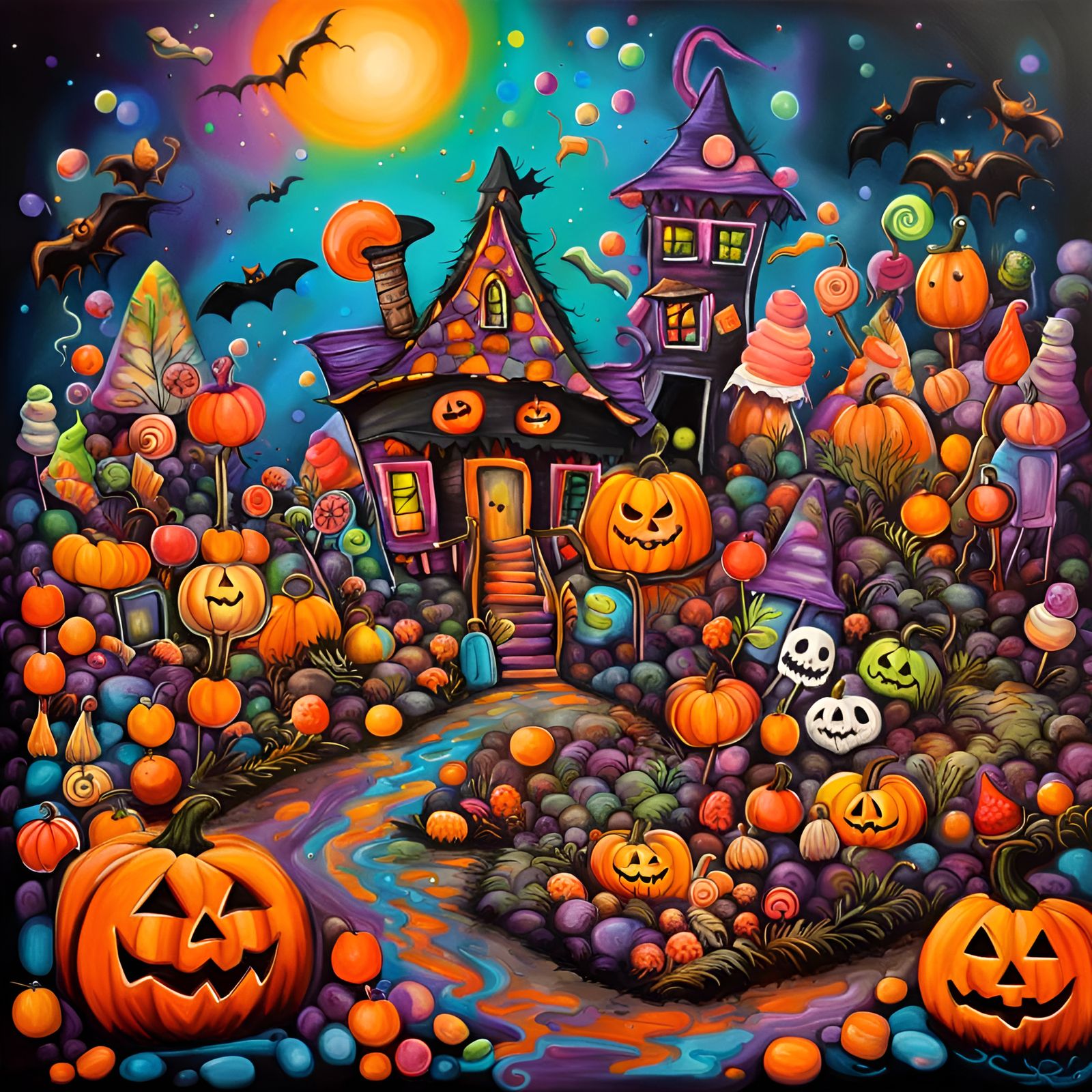 Cute Halloween Candyland - AI Generated Artwork - NightCafe Creator