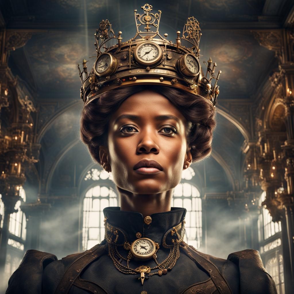 A Inventor Queen Wearing A Steampunk Crown - Ai Generated Artwork 