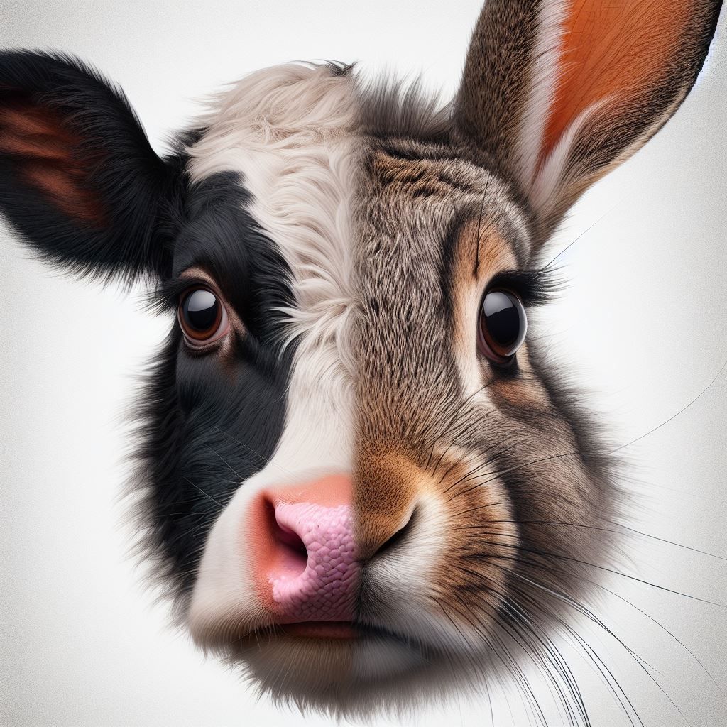 Cow-hare split face