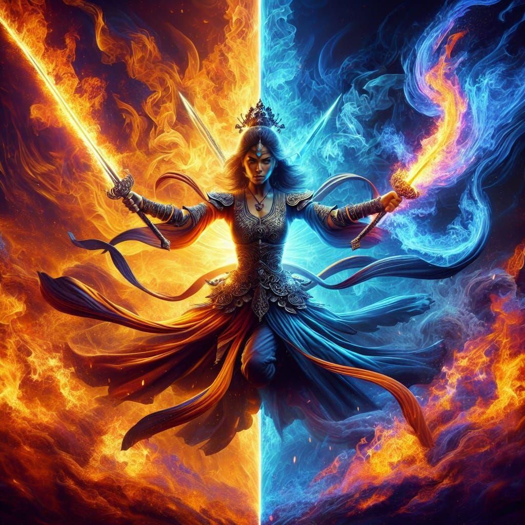 Elemental Duel: Clash of Flames and Frost