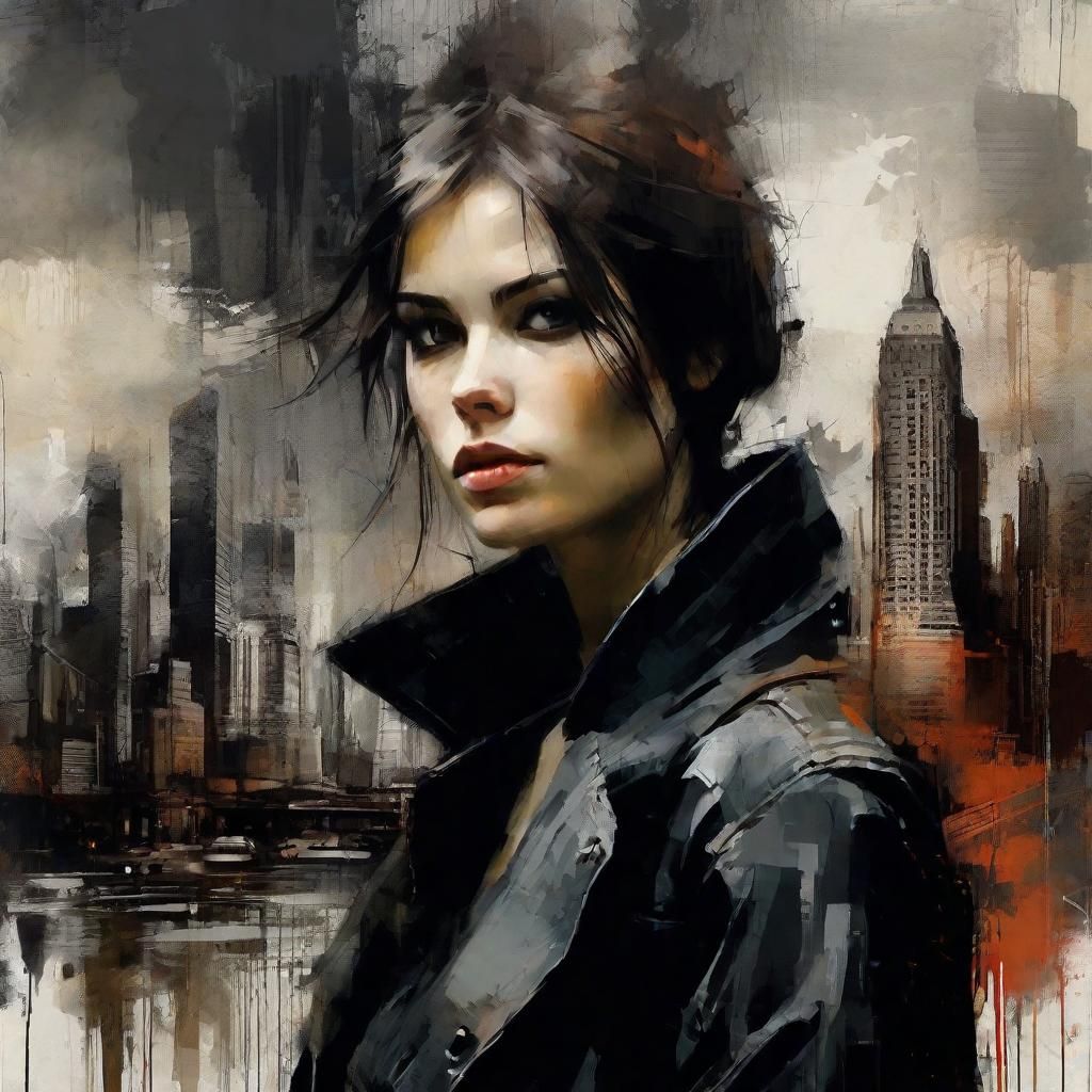 Captivating Model in Urban Twilight, Romantic Grunge Style