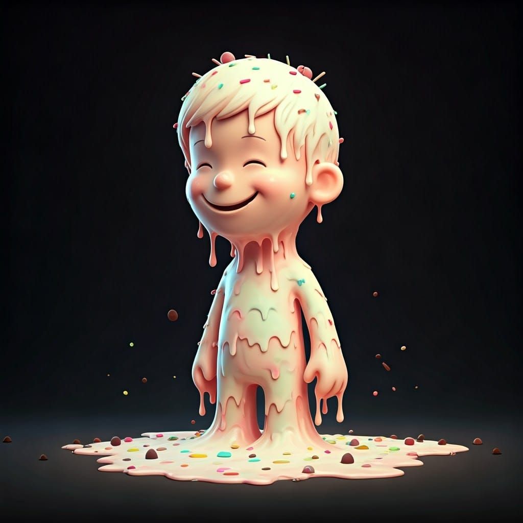 Whimsical Boy Melts into a Rainbow of Ice Cream Delights