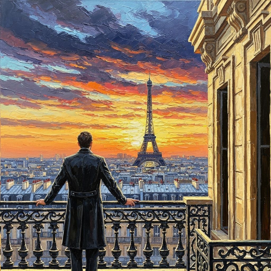 Eiffel Tower Sunset: Impasto Oil Painting