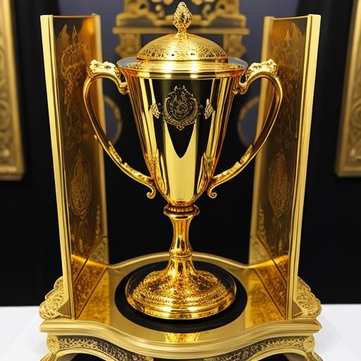 Golden chalice on an elaborate stand