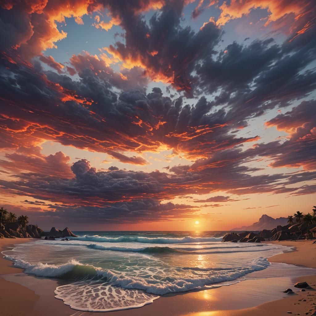 Sunset at beach  by @undefined