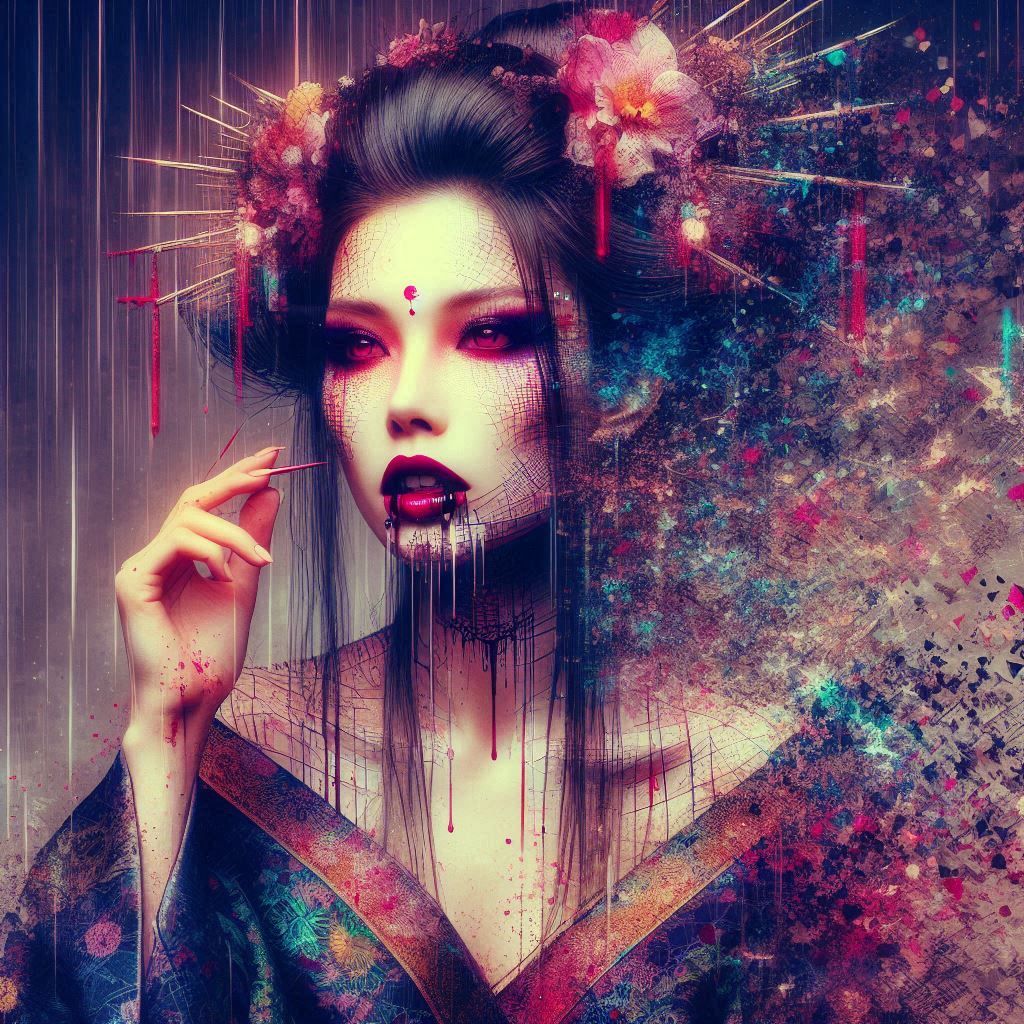 double exposure beautiful fantasy DALL-E 3 portrait landscape..