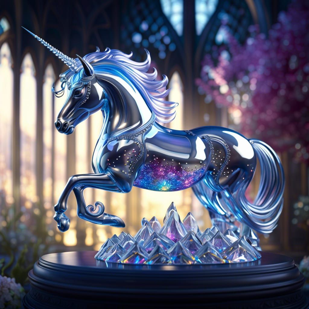 Blown Glass Unicorn  by @Digital Muse