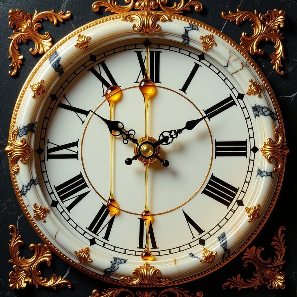 Antique Renaissance Clock with Honey and Gold Coins