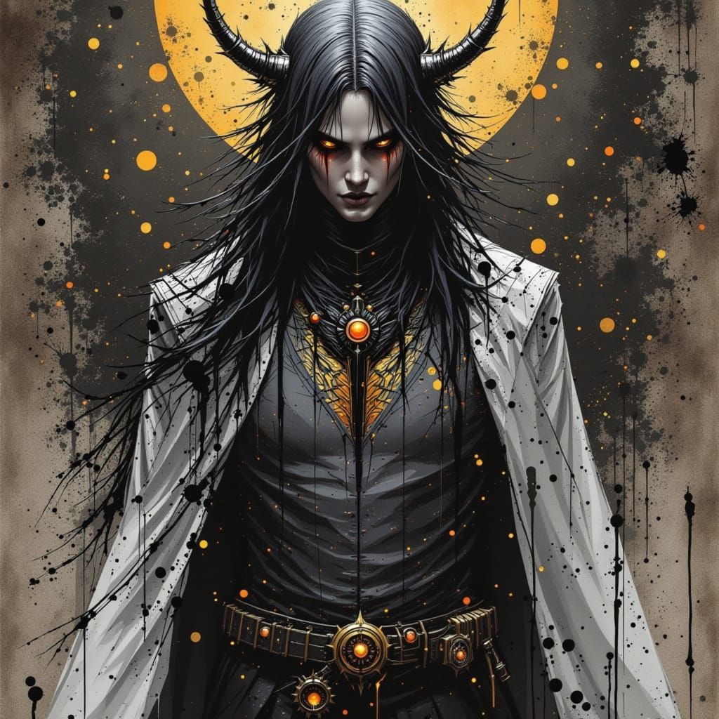  <lora:Wet ink spatter:1.0> priest