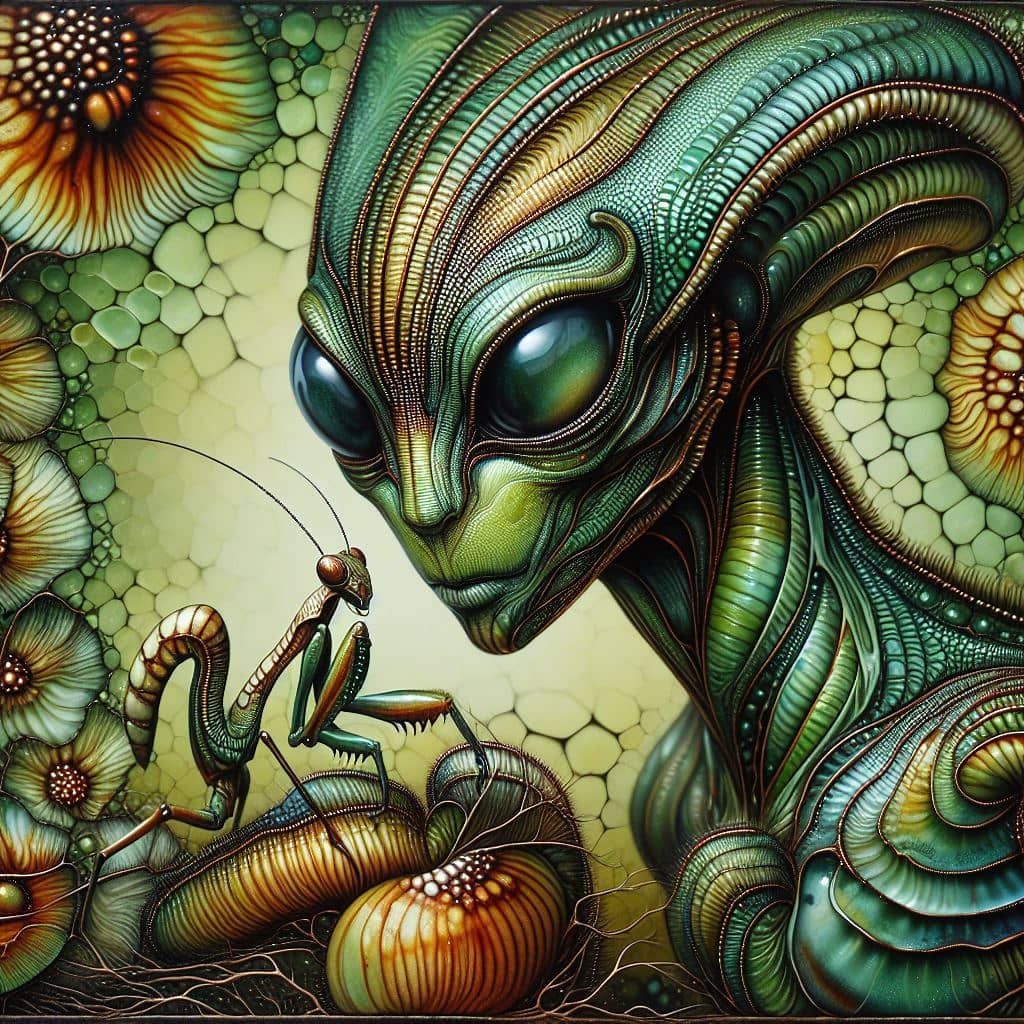 Intelligent Mantinoid Ponders His Ancient Ancestor, The Mant...