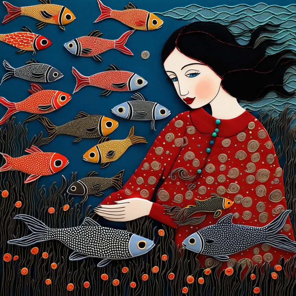 The girl with all the fish.