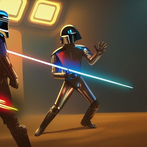 Daft Punk Star Wars battle with lightsabers