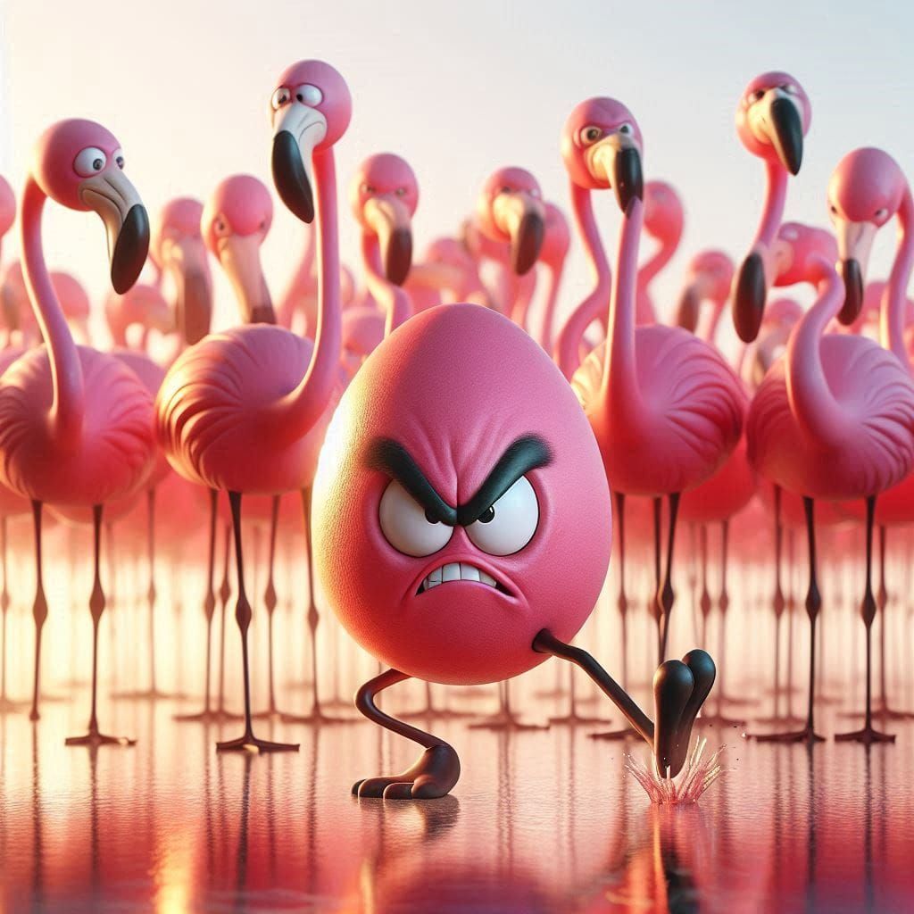 A Flamingo Eggs-ercise Instructor