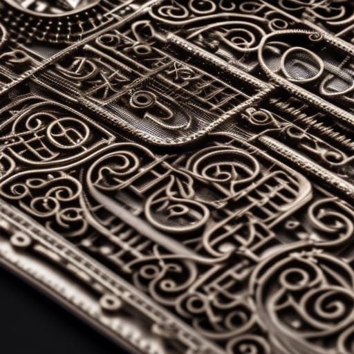 embossed filigree on metal viewed from an angle, embossed!!!...