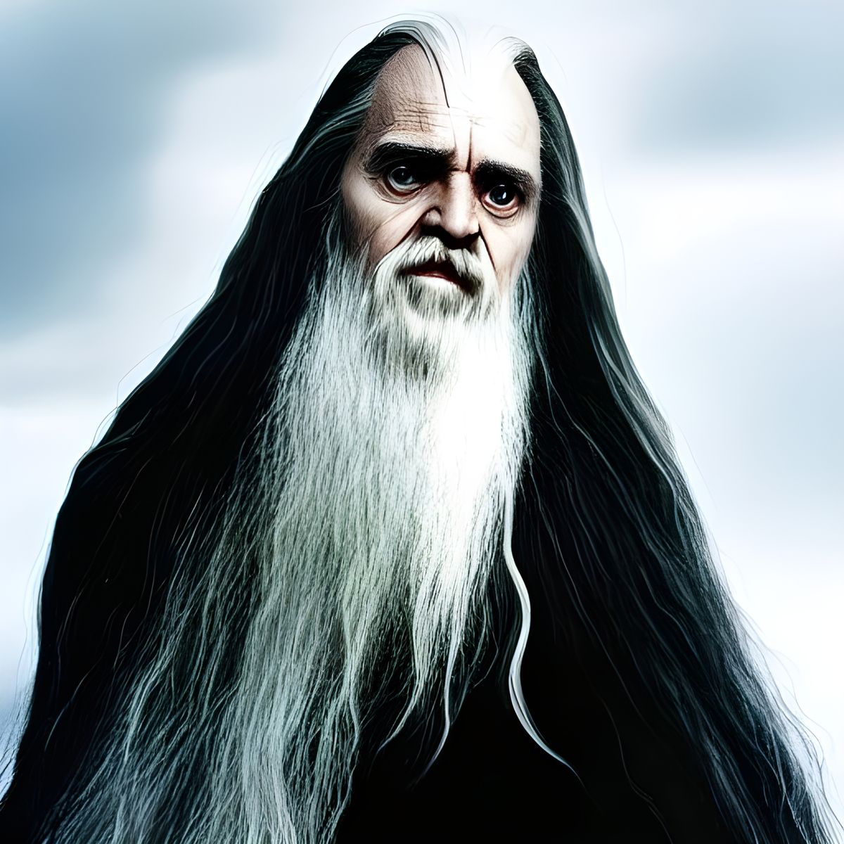 LOTR, photorealistic portrait of the wizard Saruman the White, with ...