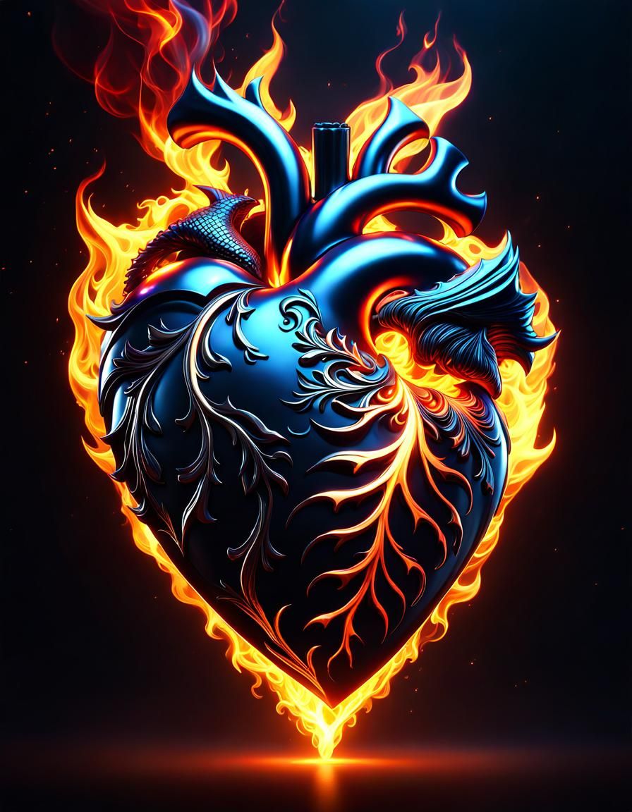 Epic Heart in flame  by @Roswarcus