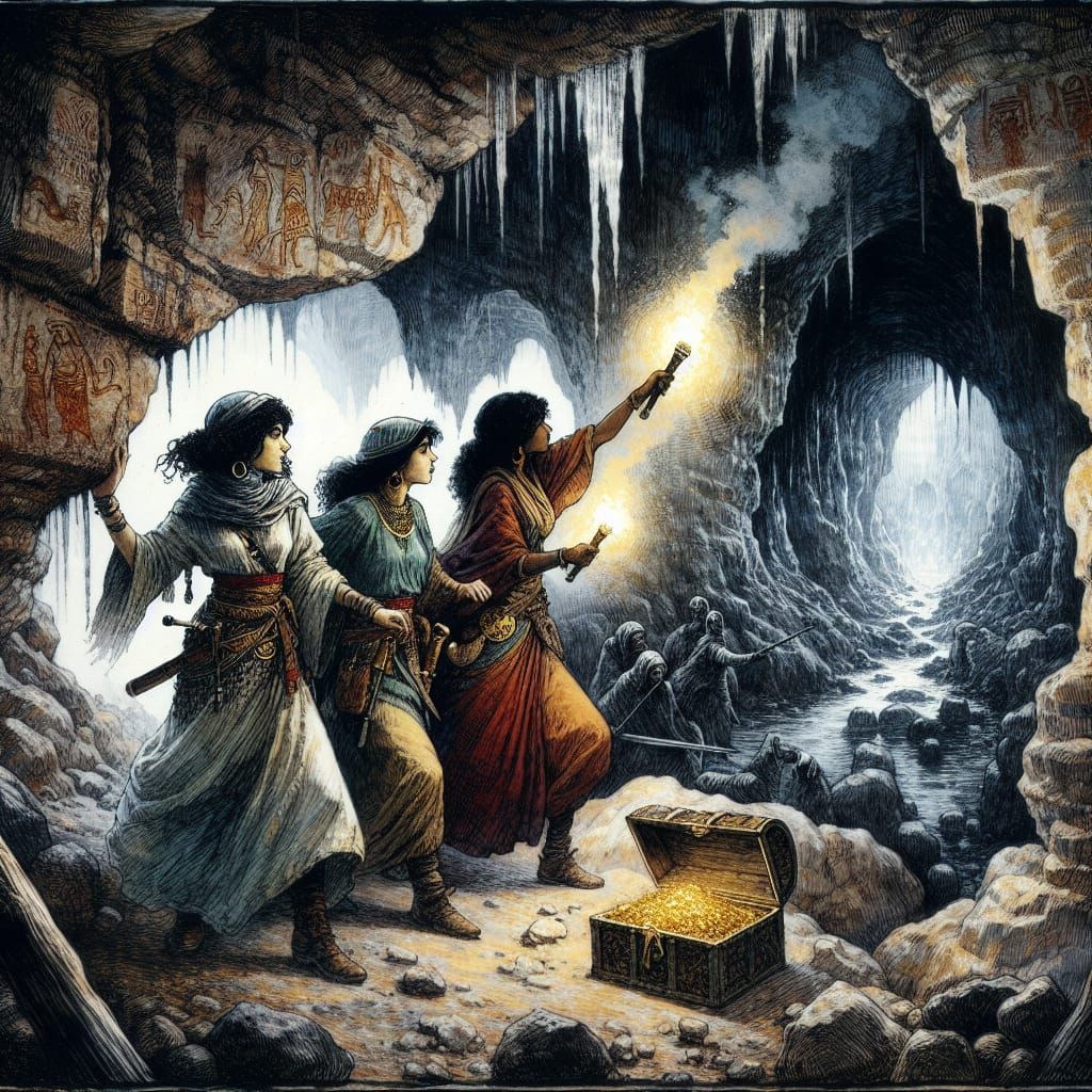 The three sisters‘ adventures in the secret caves  by @Ursula