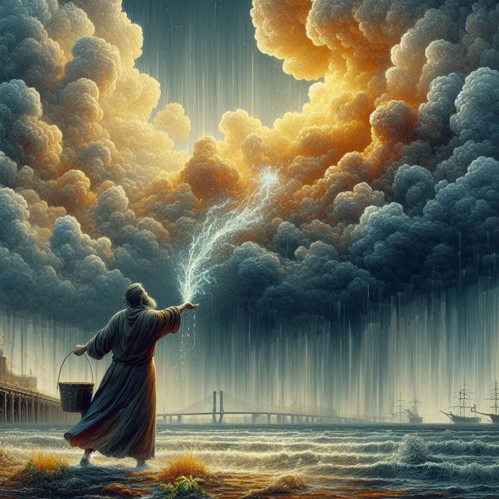 The Rain-maker, pouring water on the clouds and making it rain 5