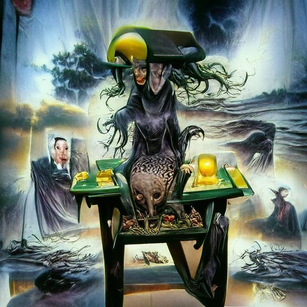 Creepy Horror around a Tarot Table.
