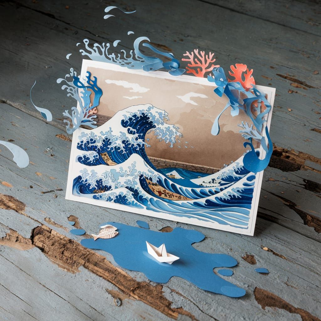 Stormy Sea Papercraft Postcard Comes to Life