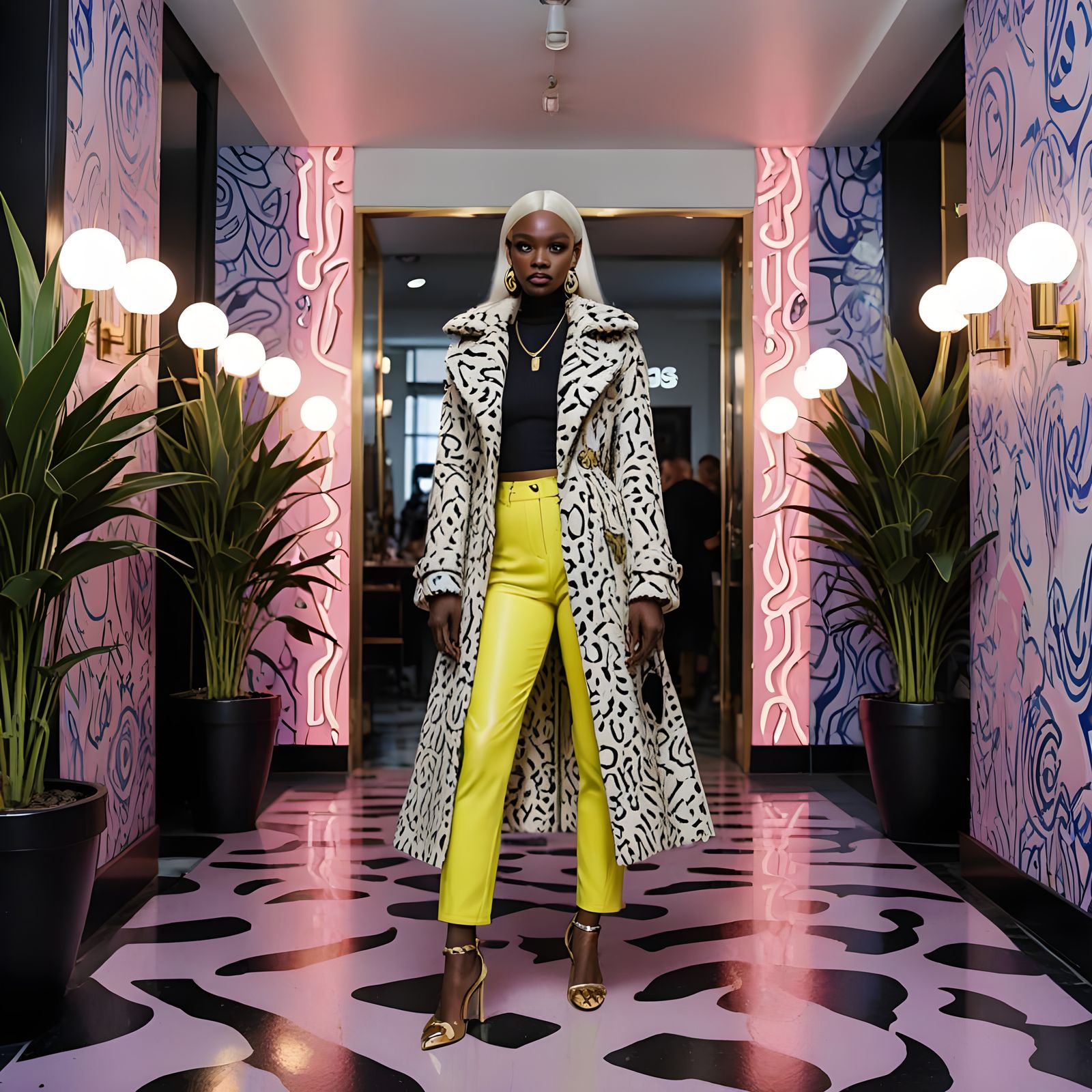 Glamorous Goddess in Neon Oasis