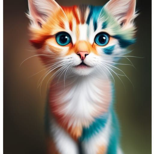 Beautiful happy colourful Kitten
