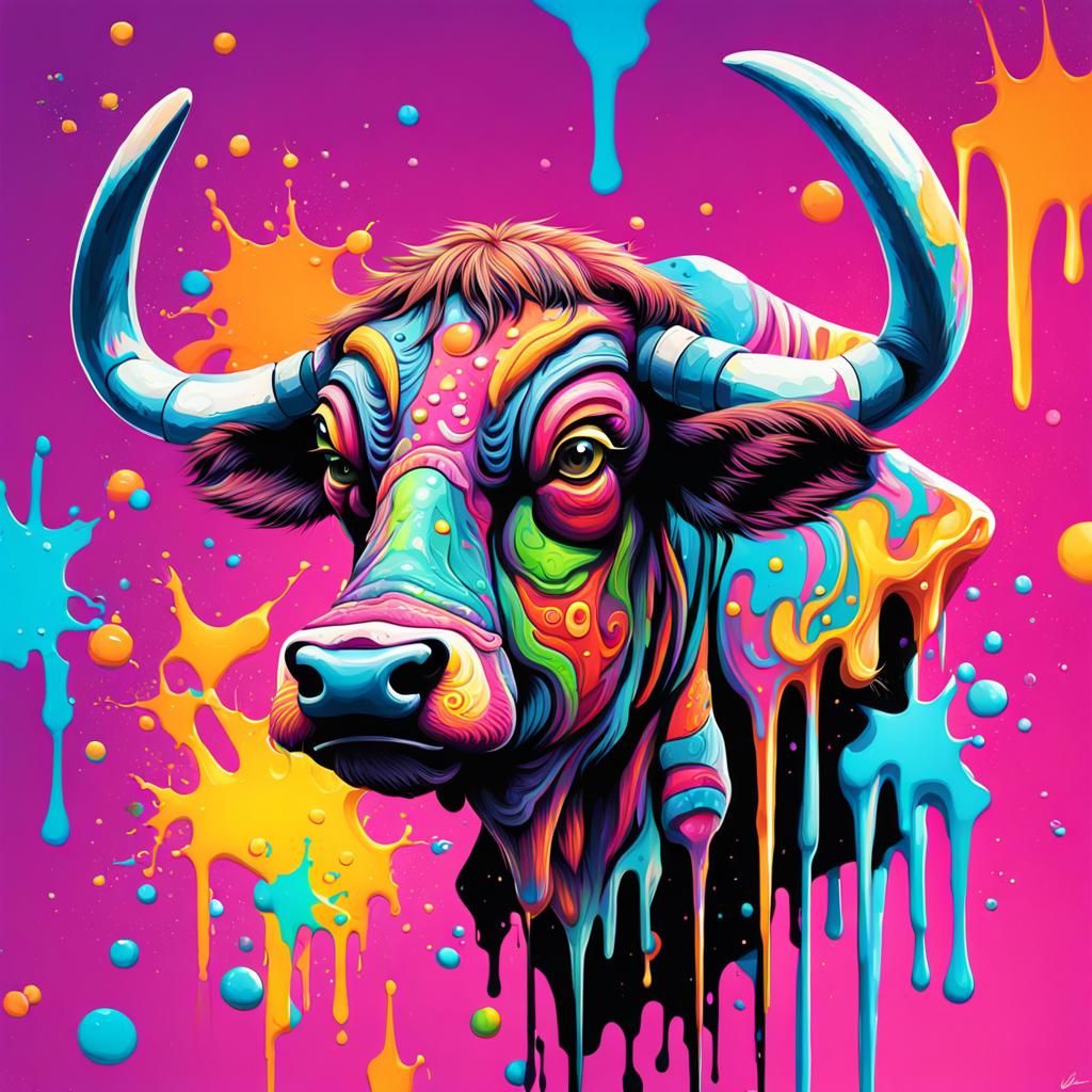 Psychedelic cow - AI Generated Artwork - NightCafe Creator