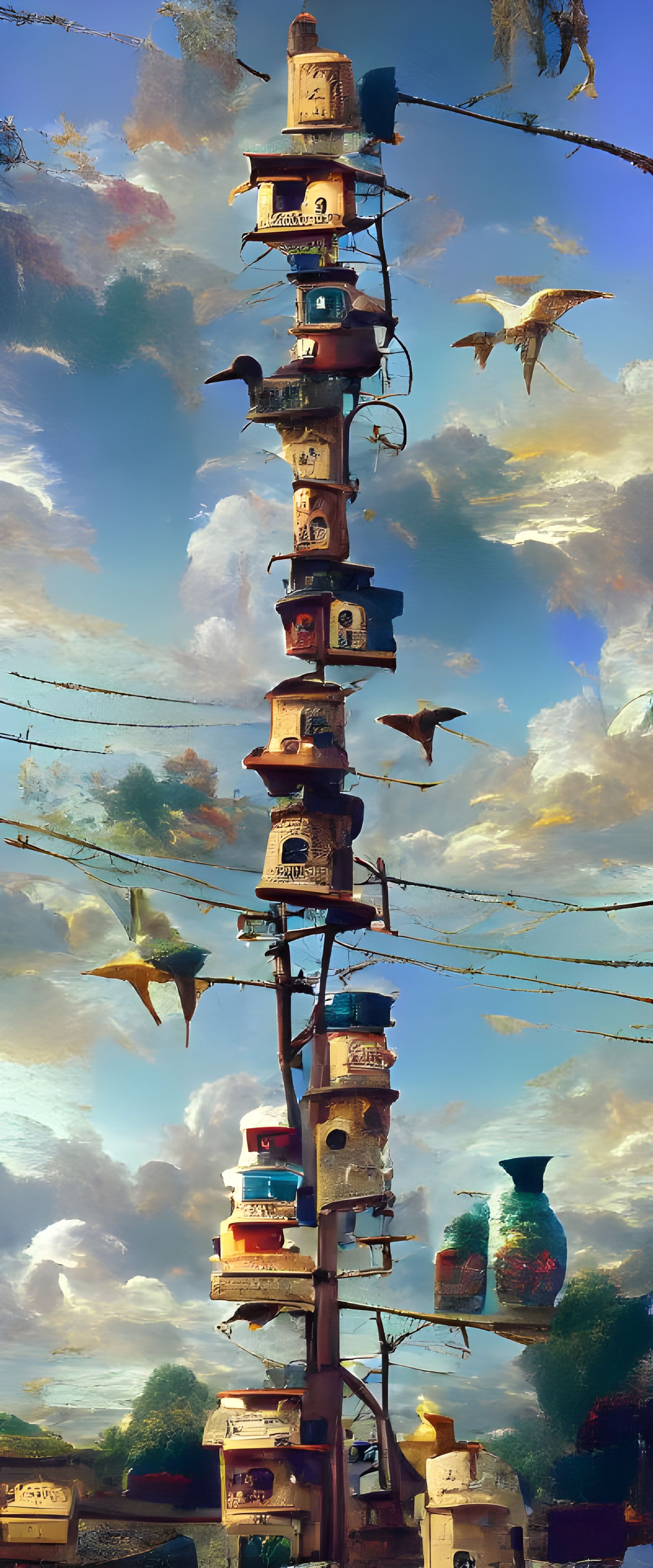 A tower of bird houses