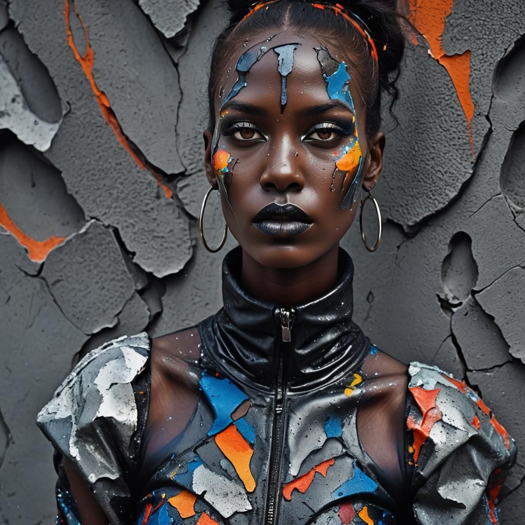 Balenciaga model wearing insane vibrant puffy fashion in the...
