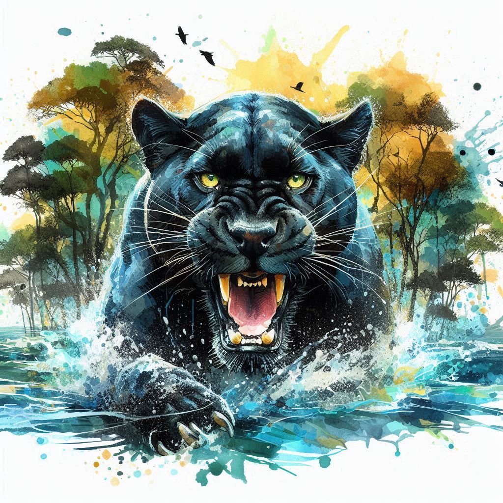 Wild and angry panther