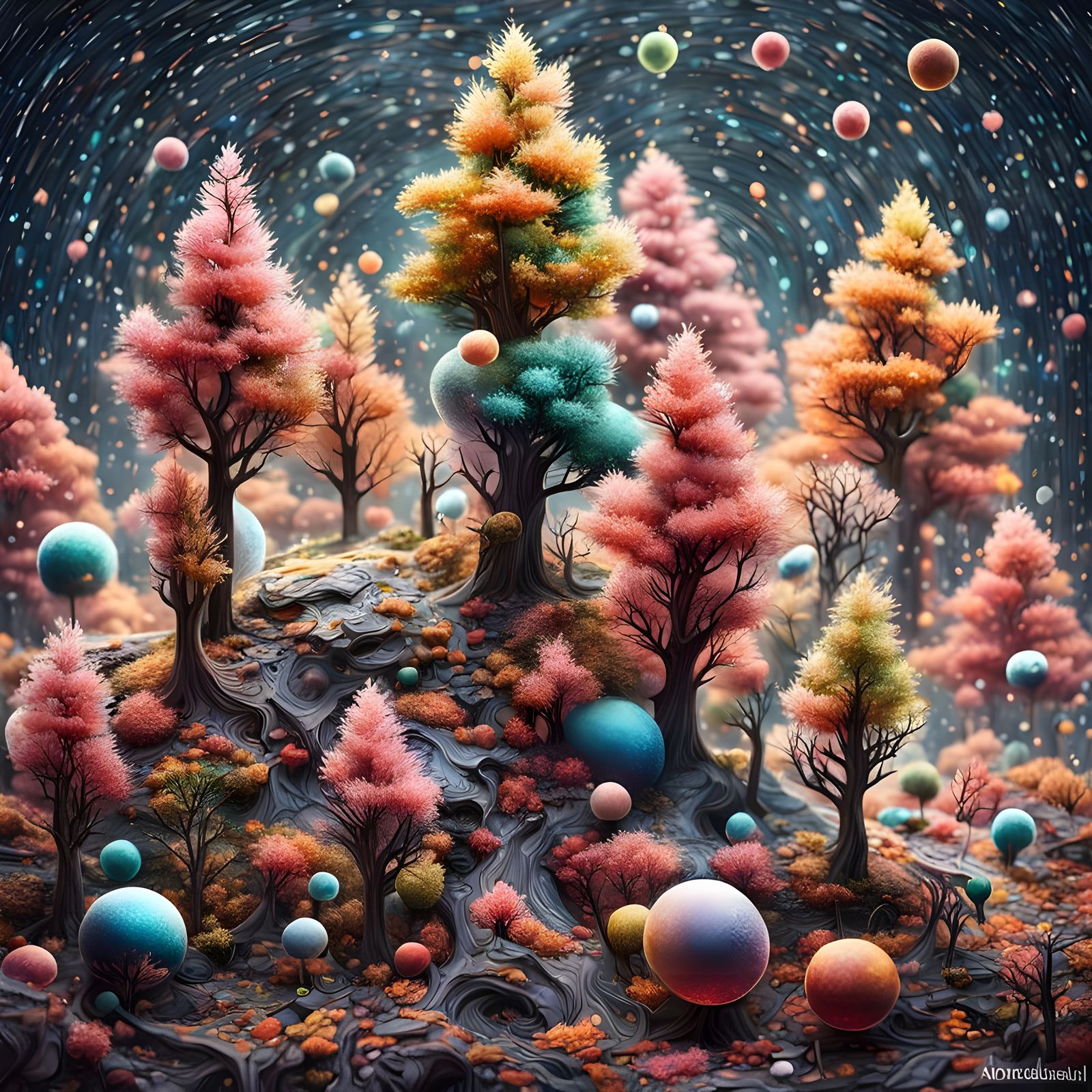 Multidimensional Cosmic Landscape in Vibrant Textures