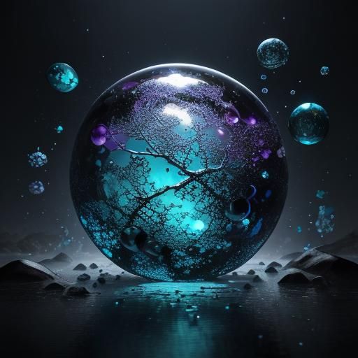 translucent and frozen cracked bubbles glass marbles diamond...