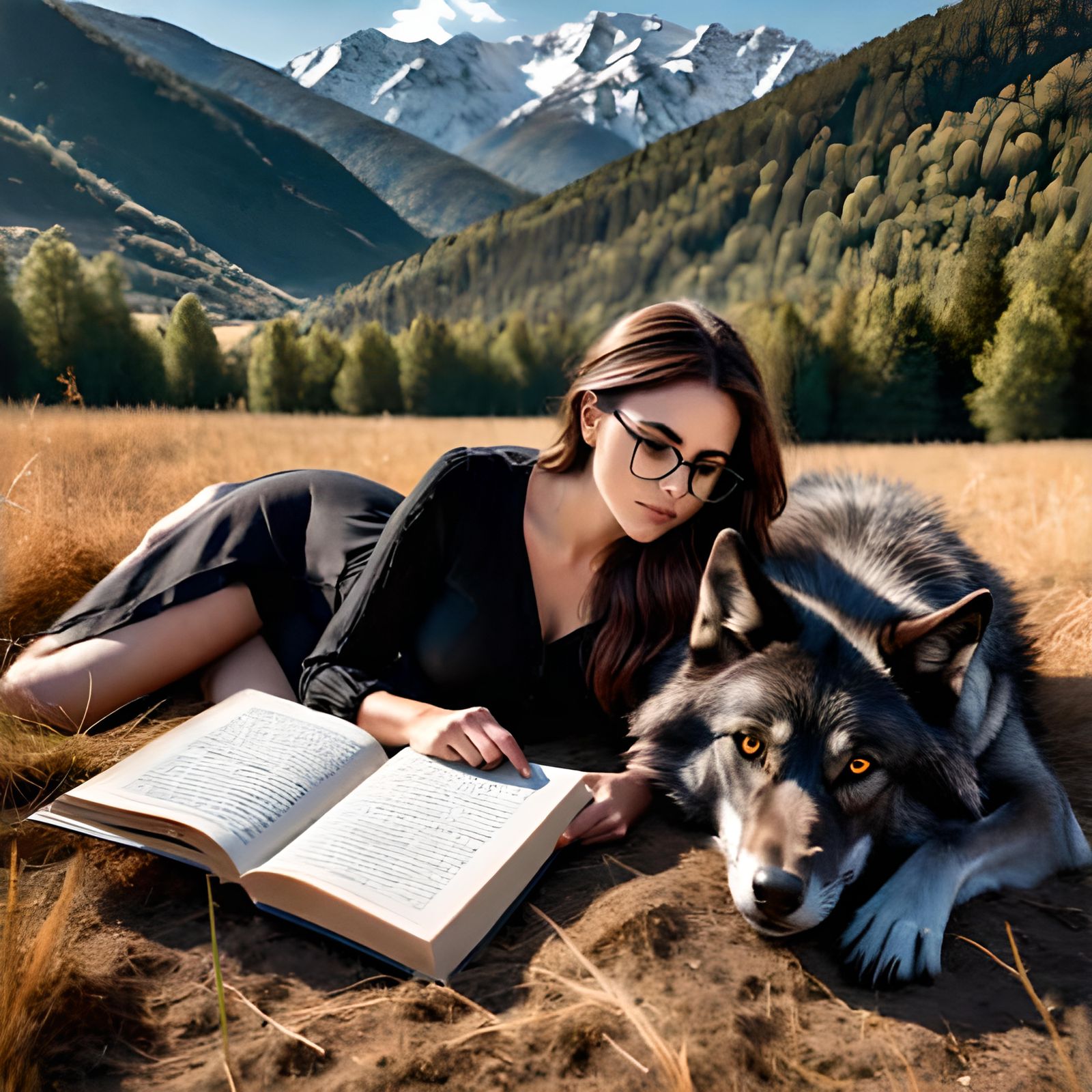 Just a girl and her wolf.